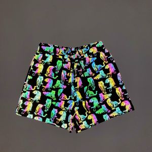 Men's Shorts Multicolor Reflective Mushroom Tiger Zebra Snakeskin Men Summer Night Shiny Biker Women Short Pants Couple Hip Hop Sexy Ladies