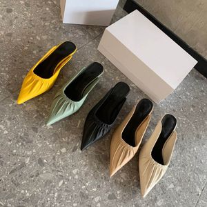 2022 top quality Women kitten heel Sandal Slide Platform pointed toe Outdoor Beach brand luxury design party office shoes