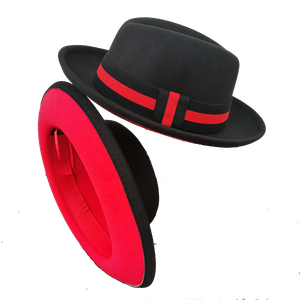 Berretti Feather Men Fedora Fondo rosso per donna e cappello da festa Fascia elastica invernale Cappello jazz in feltro Berretti Berretti Berretti