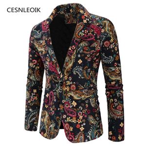 Taglie forti XXL 3XL Moda Uomo Slim fit Blazer casual da uomo stampa abiti cappotto uomo vestiti 220801