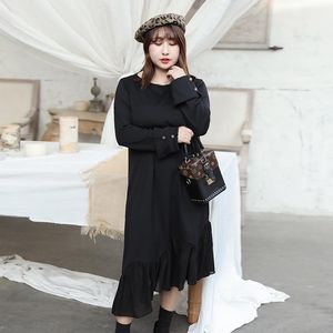 Casual Dresses Women's Spring Solid Color Button Fishtail Dress Plus Size Calf Length 100 Kg Can Be Worn