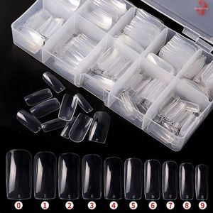 False unhas 500pcs/caixa dicas de unhas artificiais capa completa acrílica transparente falsa natural manicure diy ferramenta prud22