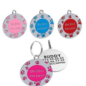 Anti-Perd Puppy Dog Id Tag Personalizou Cats Nome Tags colares de colares Acess￳rios de identifica￧￣o de animais de estima￧￣o gravados SXJUL11
