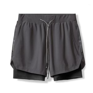 Laufshorts Marke Männer der Sommer Jogging Training Sport Männer Quick Dry Gym Double Deck Fitness Workout Kleidung