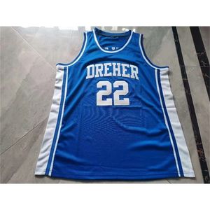 Uf Chen37 Rzadkie koszulki do koszykówki mężczyźni młode kobiety Vintage English 22 Dreher High School Blue Devils Rozmiar S-5xl Niestandardowy nazwa lub numer