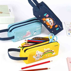 تعليم ألعاب كبيرة سعة قلم رصاص حقيبة مزدوجة سحاب أكياس قلم رصاص papeleria kawaii trousse scolaire لطيف قرطاسية القلم الرصاص pouch t220829