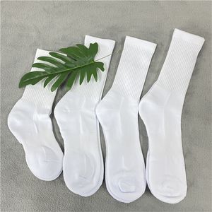 Mężczyźni kobiety białe puste sublimacja DIY sportowy sport Pół poduszki Mid Crew Socks Puste Socks Streetwear Socks for Heat Press 220512