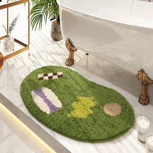 Carpets Oval Rug Nordic Bathroom Mat Soft Machine Washable Floor Pad Tub Side Doormat Aesthetic Home Room Decor Fluffy Thick CarpetCarpets