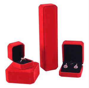 Samt Ring Box Halskette Verpackung Organizer Ohrring Armband Halter Geschenkboxen Schmuck Vitrine für Heiratsantrag Hochzeit