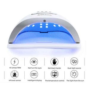 Nxy 90/72/36w Nail Dryer Led Lamp for Curing All Kinds of Uv Gel/polish/varnish with Timer Auto Sensor Manicure/pedicure Tool 220624