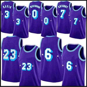 Hurtowe niestandardowe męskie Russell Westbrook Carmelo Anthony 3 Davis Basketball Jersey 23 6 James 32 34 Black Mamba koszulki 0 7 75. rocznica