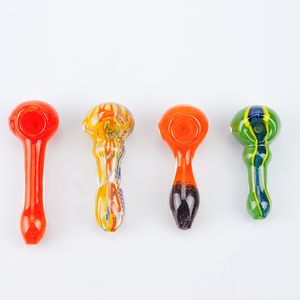 Y264/Y267 Huvudfärgad färgrökningsrör cirka 4,6/4,1 tum Tobaksskedskål Dab Rig Glass Pipes 4 Styles