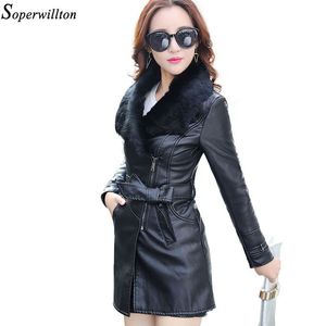 Winter Coat Women Leather Jacket Long Coat Female Black Fashion Suede Pälsjacka Kvinnor Bow Motorcykeljacka PU WARM PR91 20103030