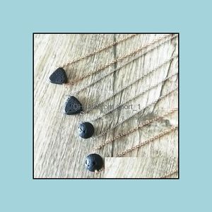 Wholesale gold diffuser necklace resale online - Pendant Necklaces Pendants Jewelry Sier Gold Plated Triangle Round Black Lava Stone Necklace Aromatherapy Essential Oil Per Diffuser For W