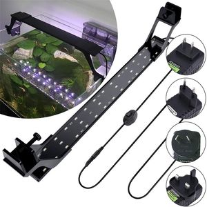 Super jasny LED Aquarium Light Double Bracket Blue and White Light Light Fish Lamp Lampka z wysuwanym wspornikiem 36leds D30 Y200917