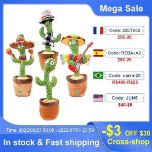 Dancing Cactus Repeak Talking Toy Toys Electronic Plush I Can Can Cant Lighten Battery USB Carica Eon Funny Gift 220628