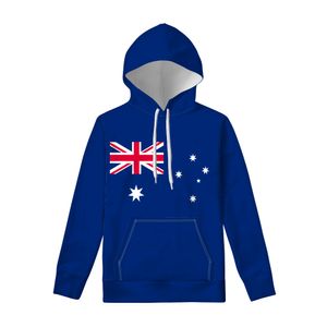 Austrália masculino juventude zíper moletom nome personalizado número logotipo foto hoodie branco azul preto vermelho aus bandeira nação país roupas casuais