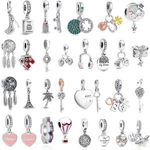 925 Sterling Silver Dangle Charm Mãe Amp Filha corações Dangle Bead Fit Pandora Charms Bracelet Diy Jóias Acessórios