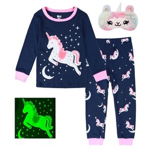 Mädchen Pyjamas Set Baby Kinder Mädchen Einhorn Nachtwäsche Kleinkind Herbst Pyjama Kinder Winter Kleidung Langarm Pjs 220706