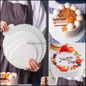 Andra Bakeware Kitchen Dining Bar Home Garden 1st Mousse Cake Boards Mat återanvändbar plastmuffin Dessert Displays Tray Base Pastry Baki