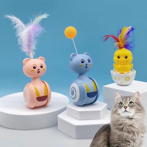 Katzenspielzeug, interaktives Tumbler-Feder-Kätzchen-Selbst-Hi-Haustierbedarf, Bär, kleines gelbes Huhn, lustiger Tease-Katzen-Ball, Jouet ChatCat