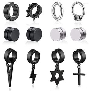 Stud Non Pierced Stainless Steel Punk Earrings Hip Hop Magnetic Ear Clips For Men Women Cross Triangle Fake Hoops SetStud Kirs22