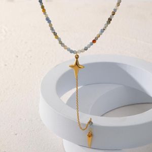 Pendant Necklaces Real Gold Plated High-quality Natural Stone Waterproof And Anti-fading Stainless Steel Women's Necklace JewelryPendant