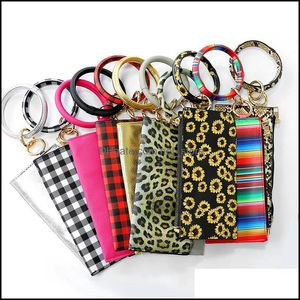 Cosmetic Bags Cases Bags Lage Accessories Pu Bracelet Purses Leather Wrist Key Ring Plaid Keychain Handbag Leopard Bracelets Pendant Purs