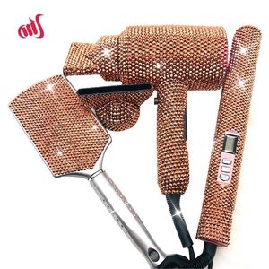 Crystal Hair Flat Iron Bling Surower Pędzer Pędzel Butique 220623