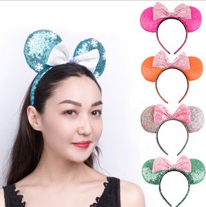 Mouse Ears Headband Princess Big Sequin Bows EAR COSTUME Cosplay Plush Adult/Kids Headband Gift