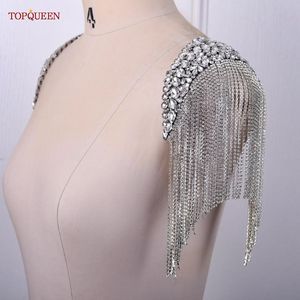 Headpieces SP48 Wedding Sleeves Removable Diamonds Tassels Shoulder Patches Rhinestone Beaded Fringe Clothes Sewing AppliqueHeadpieces