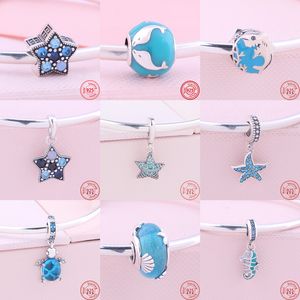 925 Sterling Silver Dangle Charm Starfish Sea Turtle Seahorse Pendant Shell Dolphin Cute Beads Bead Fit Pandora Charms Bracelet DIY Jewelry Accessories