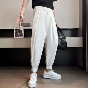 Garnitury męskie Blazers Summer Black/White Suit Pants Men Slim Fashion Social Mens Dress Koreańskie luźne proste spodnie S-3xlmen's