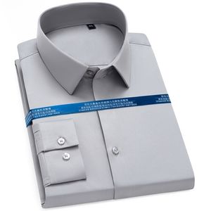 Erkek Klasik Sıkı İpeksi Demir Demir Elbise Gömlek Cocketless Ofis Uzun Kollu Standart-Fit Kırışıklık Ücretsiz Casual Gömlek 220330