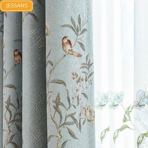 Curtain & Drapes Chinese Style Flower And Bird Jacquard Blackout Curtains For Living Room Bedroom Window Screen CustomizationCurtain