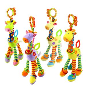 Ankomst mjuk giraff djurhandklockor skraller plysch spädbarn baby utveckling handtag leksaker som säljer med teether baby leksak 220531