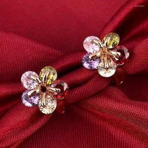 Hoop Huggie Fashion Jewelery Flower Earing For Women Colorful Cubic Zirconia Earings Design Wedding Earring Brinco Bijoux Moni22