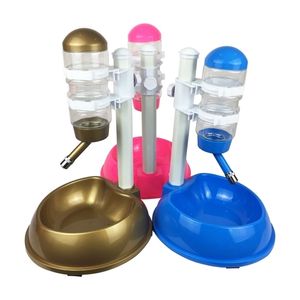 Automatic Pet Drinker Dog Bowls Water Bottles Universal Feeder Liftable Dispenser Puppy Products-Gold 220323