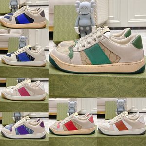 2022 Mode Casual Skor Herr Designer Dam Sneaker Screener Läder Bomull Snörning Plattform Sport Vintage Klänning Sko Sneakers Dirty Shoe 35-45