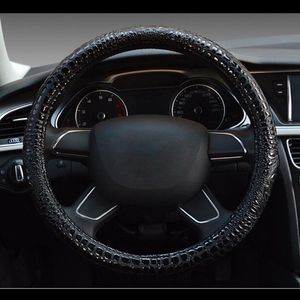 Steering Wheel Covers Luxury Crocodile Grain Leather Car Cover Universal Sport Cute Handle Case For Men Auto Interior Accessories Blue