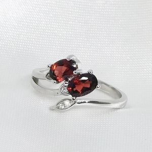Cluster Rings Store Sale Natural Red Garnet Gemstone Trendy Ring for Women Real Sterling Silver Charm Fine Jewelry Open Sizecluster