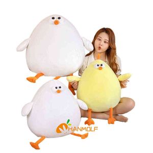 CM Cuddly Squishy Chick Plush Toy fylld ultralad mjuk vit gul kyckling söt tecknad djurdocka sovande vän för barn j220704
