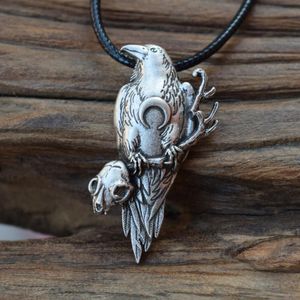 Kedjor norrniga viking Celtics Skull Raven Pendant Necklace Crow Jewelry Amulet Giftchains