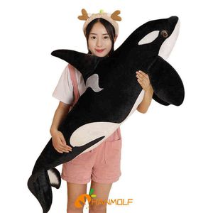 Black Killer Whale Filled Doll Lifelike Ocean Animal Plushie Cm Sleeping Companion For Boys Girls J220704