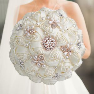 Fiori decorativi Ghirlande Colori Avorio Rosa Diamanti Nappe Punto Bouquet da sposa Sposa Mariage Spilla FioriDecorativo