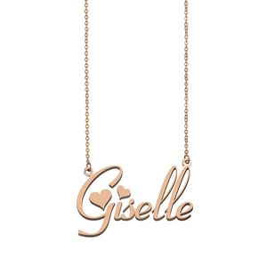 Colares de pingentes Nome personalizado Colar Giselle Personalizado Aço inoxidável Gold para mulheres Cara Carker Letra Letra Menina Mãe Jóia GiftPend