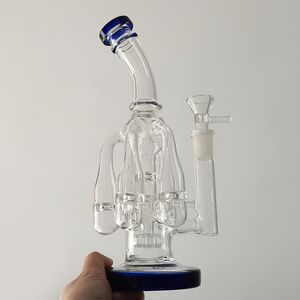 9 inch Big Female Glass Bong Water Pipe Thick Heavy Smoking Pipes Bubbler Vase Percolater Beaker Bongs Dab Rig 14mm Male Clear glass bowl Blue Pyrex Hookah Accessories