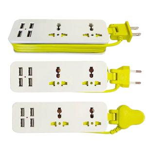 Power Plug -adapter EU -remsa med 4 USB Portable Extension Socket US UK Plug 1.5m Cable AC Travel Smart Phone Charger