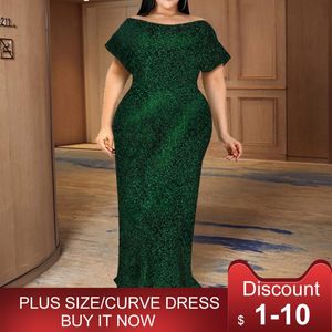 Plus Size Dresses Formal For Women 2022 Maxi Green Sexy Off Shoulder Summer Elegant Evening Party Long Dress Prom GownPlus