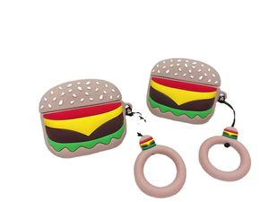 3D Hamburger Chips Hörlurtillbehör Fall för AirPods Air Pods 1 2 3 Pro Earphone Protective Soft Silicon Cartoon Cute Cover Headset Accessories